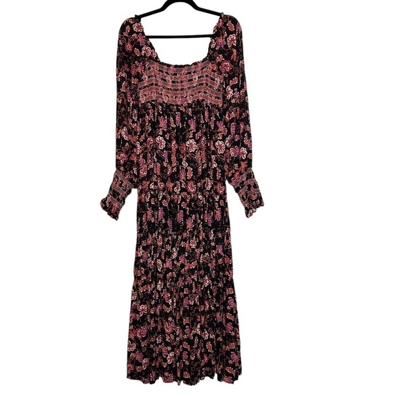 Free People Sweet Escape Floral Long Sleeve Boho Smocked Bodice Maxi Dre… - Picture 7 of 16